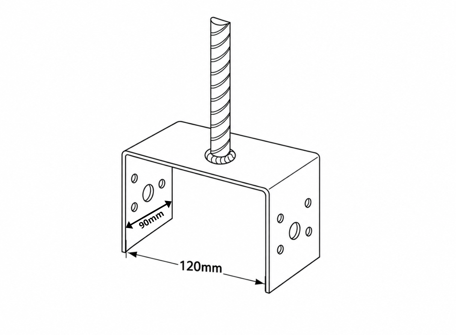 Stopa za drvenu gredu anker 120mm - plastificirana - Image 2