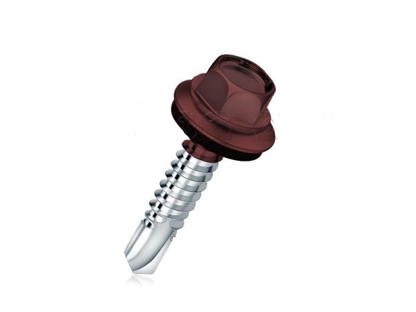 Samorezujući vijak za salonit komplet 4.8X50mm crveni ral 3009 za metal