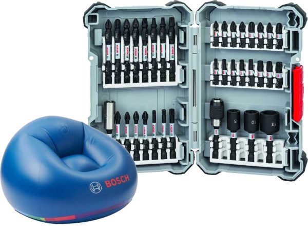 Set bitova i nasadnih ključeva Impact Control, 36 delova + stolica na naduvavanje, Bosch 2607017597